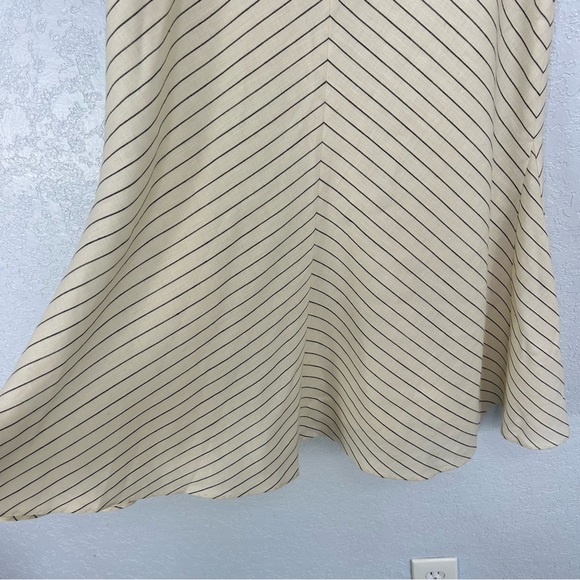 Lauren Ralph Lauren Linen Wool Stripe Fit and Flare Midi Skirt Ivory Size 6 - Picture 2 of 6